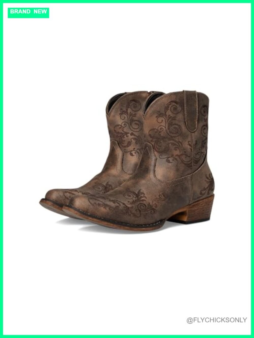 Faux Leather Snip Toe Ankle Booties Embroidered Western Casual